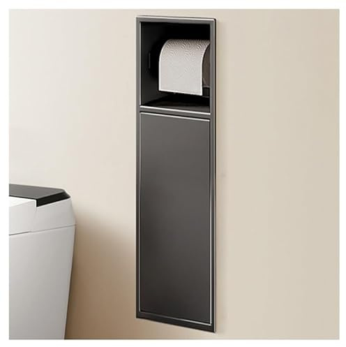 GLMGBP Duschnische ohne Fliesen, vertiefte Wandnische aus Edelstahl mit Mülleimer, doppelstöckiges, wasserdichtes Organizer-Regal für die Aufbewahrung im Badezimmer, Grau-60 x 16,5 x 12,5 cm