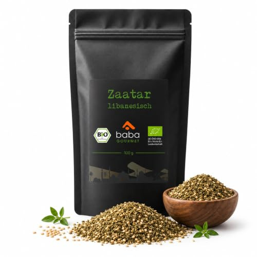 baba GOURMET - Original BIO Zaatar Gewürz 100 g Packung - 100% naturrein aus dem Libanon - Zatar Gewürzmischung für traditionell orientalische Gerichte - Satar natürlich ohne Zusatzstoffe & Aromen