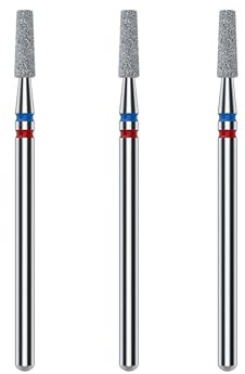 STALEKS PRO by Natury Nails set 3 frese diamantate DUO Cono Red-Blue 2,5 x 8 mm. Cuticole, manicure e pedicure. Forma del cono (grana morbida/media)