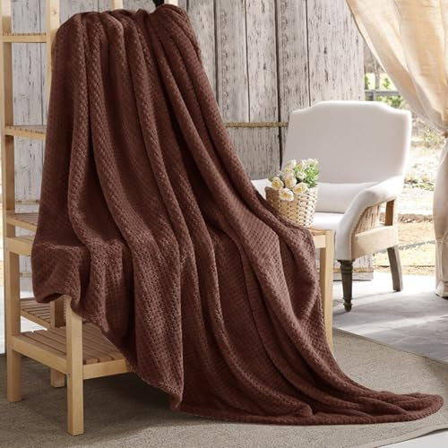 Kuscheldecke Flauschig Decke 120 x 220 cm Flanell Decke, Leichte Und Warme Sofadecke Couchdecke für Ganzjahreszeit Sofa Kuscheldecke für Couch Bett Sofa, Braun