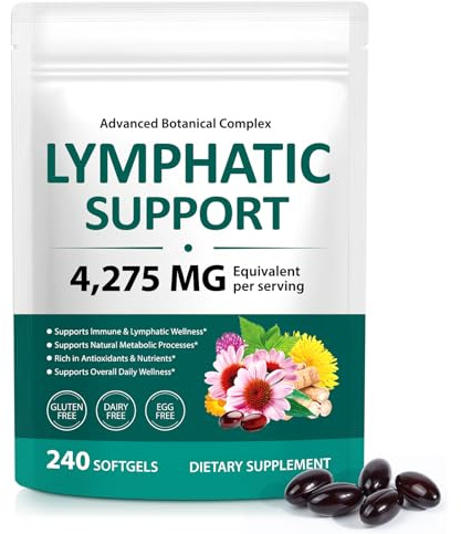 FANSHI Lymphatic Drainage Supplements 240 Softgels | Herbal Blend with Echinacea, Dandelion & Burdock Root | Promotes Healthy Circulation & Fluid Balance | Supports Overall Daily Wellness
