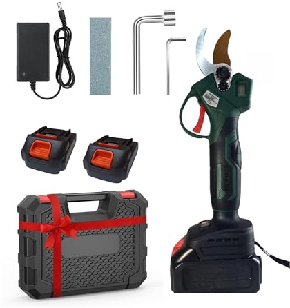 Maryse Forbice da Potatura a Batteria Professionale con Motore Brushless, Taglio Regolabile 20-35mm, 2 Batterie al Litio 20V, Lame in Acciaio SK5, Cesoie Elettriche per Vigneto e Frutteto