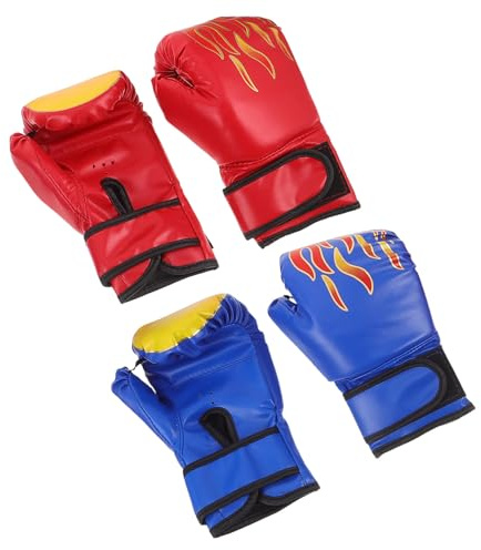 Cabilock 2 Pairs Boxing Gloves Set – Red Blue Breathable Kickboxing Training Gloves for Beginners, Shock Absorbing Sparring Punching Bag Mitts for Boys Martial Arts Sports