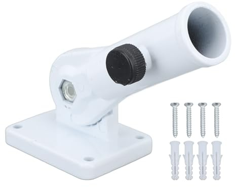 SIWOTED Flag Pole Holder Wall Mounted Flagpole Bracket 180 Degree Angle Adjustable Flag Mounting Bracket for Yard Roof Truck White