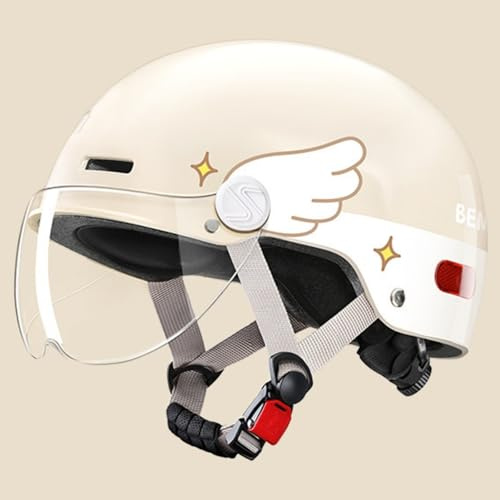 Casco Da Motociclista Per Bambini E Bambine Dai 3 Ai 12 Anni, Omologato ECE 22.06, Casco Jet Da Moto Per Bambini Con Visiera Parasole, Casco Per Ciclomotore Per Bambini B,48-54cm
