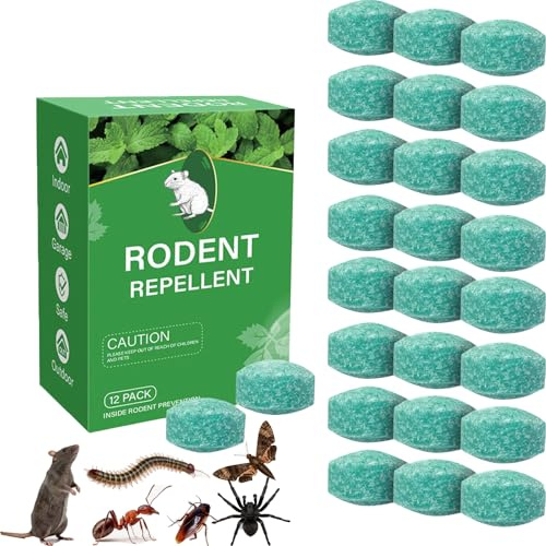 Rattengift Extra Stark mit Pfefferminzöl, Ameisenköderstationen für den Innen und Außenbereich, Mäusegift für Innenräume, Mäuseabwehrmittel Rattenabwehr für Häuser Garten Garagen - 12PCS