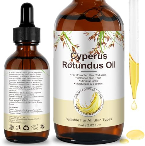 Cyperus Rotundus Oil for Hair Removal,Reduces Unwanted Hair Growth, Moisturizing Soothing Skin, Shrink Pores,Soothes and Repairs Skin, for All Skin Types, 60 ML