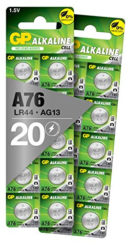 GP LR44/A76 1.5V Alkaline Button Battery (Box of 20)