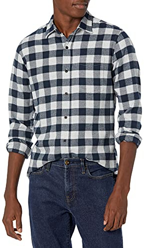 Amazon Essentials , Chemise Homme, Bleu (Navy Plaid), Small