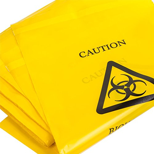 Lot de 50 sacs jaunes à danger biologique – 35 cm x 20 cm – Élimination de maladies cliniques et vomis
