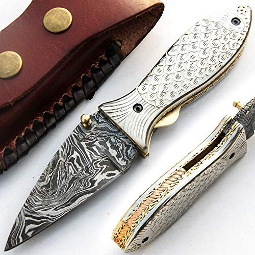 DAMASKUS KLINGEN UND MESSER Coltello in Acciaio Damasco Fatto a Mano con Fodero Coltello da Raccolta Coltello da Cucina da Collezione 9516