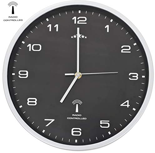 vidaXL Funkwanduhr mit Quarzwerk Schwarz Wanduhr Bürouhr Küchenuhr Analog Uhr