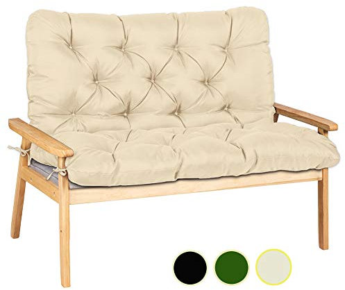 Ommda Bankauflage Gepolstert Auflage mit Rückenteil für Bank,Wasserbeständigkeit Gartenpolster Polsterauflage Antirutsch Gartenbank Bankauflage Dreisitzer Sitzkissen Beige,150x100x10cm