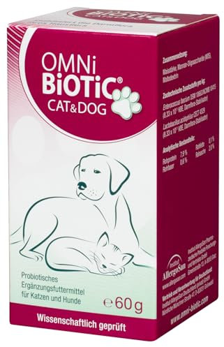 OMNi BiOTiC CAT & Dog | Zur Stabilisierung Einer sensiblen tierischen Darmflora | Probiotisches Ergänzungsfuttermittel für Hunde und Katzen | Mit dem hochwertigen Ballaststoff MOS | 60 g Pulver