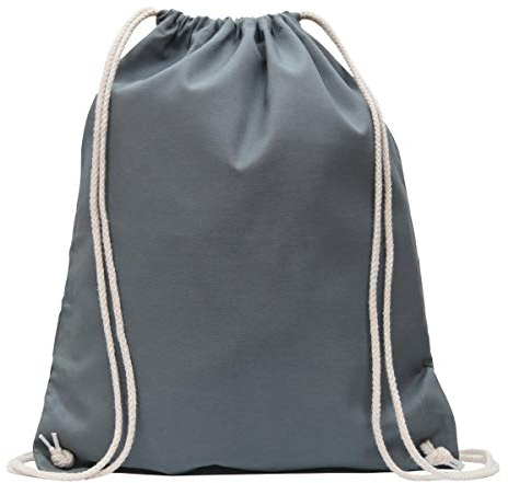 MyShirt 10er Pack Baumwoll Turnbeutel 38 x 46cm unbedruckt mit Kordelzug - 19 Farben - Jutebeutel Oeko-TEX® geprüft Gym Sack zum bemalen, Farbe:stahlgrau