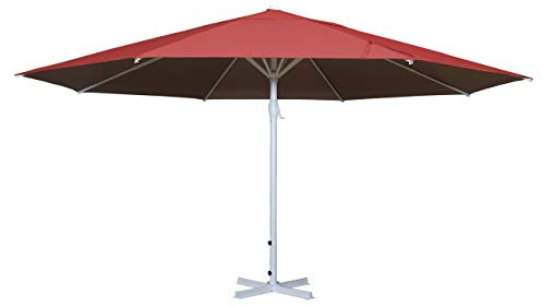 Mendler Sonnenschirm Meran II, Gastronomie Marktschirm, Ø 5m Polyester/Alu Mast weiß 28kg ohne Ständer - rot