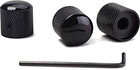 Alnicov Precision Gitarrenknöpfe mit 6,0mm Durchmesser Schafttopf – Set mit 3 gerändelten Potentiometerknöpfen (schwarz)