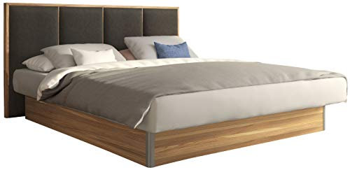 SuMa - Wasserbett dual 180x220 freistehend m. Sockel Wildeiche und Kopfteil Quaddro, Farbe Carbon 180x220 cm