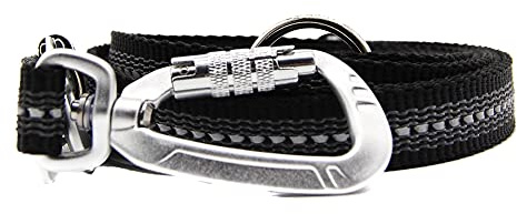 Twinkys Dog Style Dreifach verstellbare Hundeleine gummiert 20 mm breit mit Sicherheitskarabiner 3 Meter Schwarz Reflektierend