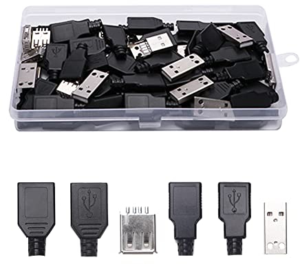 VooGenzek 12 Set USB 2.0 Type A Connector Assortment - USB Type A Male & Female Jack Adapter Plug Socket with Plastic Shell