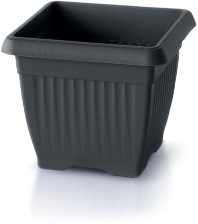 IMJ-Global Vaso Fioriera per piante Fiori TERRA DKWT37 H30 da interno esterno Quadrato Nero 25,2 Litri 37x37x30 cm design Classico in plastica da balcone Grigio Antracite