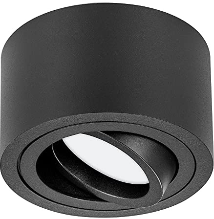 TEVEA Premium Dimmbar Deckenleuchte Aufbauspot Flach | Led Modul IP44 230V 5W Dimmbar austauschbar | Deckenspot auch fürs Bad (Matt Schwarz - Neutralweiss)