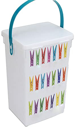 Vsorce4u 1 x 5L Pegs Storage Plastic Container With Lid & Handle - Laundry Clothes Peg Storage Box, Basket, Bag, Holder, Tin