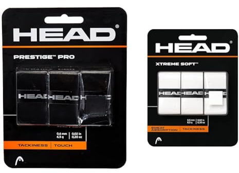 HEAD Unisex-Erwachsene Prestige Pro Griffband, Black, Einheitsgröße & Unisex – Erwachsene Xtremesoft™ Griffband, Weiß, Einheitsgröße EU