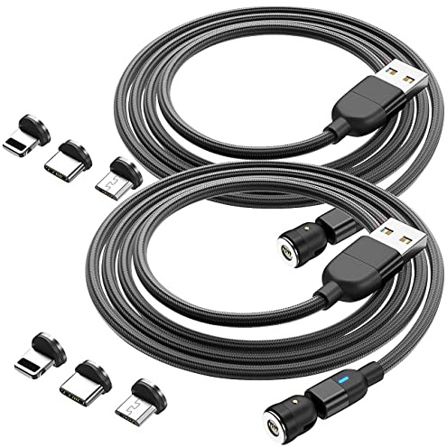 Callstel Magnetadapter: 2er-Set USB-Kabel mit 6 Magnet-Stecker für USB-C, Micro-USB, Lightning (Magnetische Ladekabel, C Magnet Ladekabel, Galaxy)