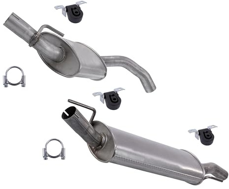 BESTPRICE Auspuff Schalldämpfer Set 1x Mittelschalldämpfer, 1x Endschalldämpfer, mit Montagematerial Kompatibel mit VW GOLF 3 (1H1), GOLF 3 Cabriolet (1E7), GOLF 4 Cabriolet (1E7)