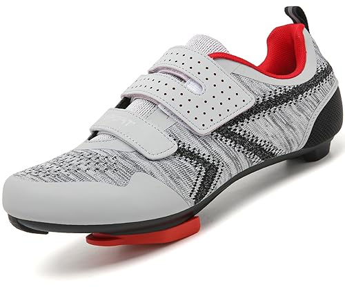 Unisex Cycling Shoes Compatible with Peloton Indoor Riding Road Bicycle with Delta Cleats Outdoor Pedal Bike Shoes(Grey_G,38)