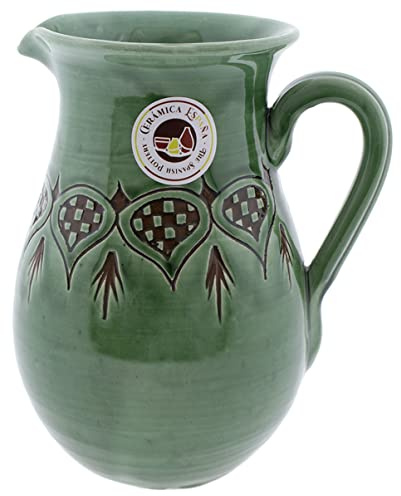 CERÁMICA ESPAÑA | Bierkrug | Milchkrug | Krug aus rotem Steingut | Saftkrug | Rustikaler Wasserkrug Modell M04 | 100% handgemacht | 1.2 Liter