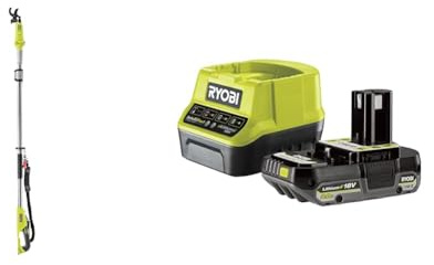 Bundle aus RYOBI 18 V ONE+ Akku-Telesekop-Astschere RY18PLA-0 + RYOBI 18 V Akku-Starter-Set RC18120-120C