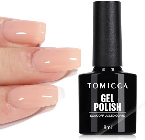TOMICCA Nude Gel Polish- Nude Pink Jelly Gel Nail Polish Translucent Gel Nail Polish Soak Off Neutral Color Nail Gel Polish for Nail Art French Manicure at Home