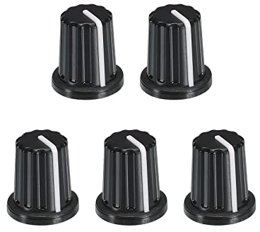 QUARKZMAN Knöpfe Potiknöpfe Potentiometer Drehknopf ABS Gitarre Knopf für E-Gitarren Verstärker Stereoanlagen Bass 6mm D Typ Welle 270° Schwarz 5Stk