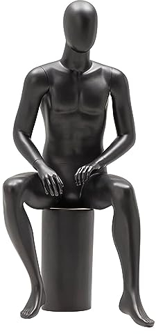Sitzende männliche Schaufensterpuppe Ganzkörper, Fiberglas-Kleiderform-Dummy-Torso, glänzende Schaufensterpuppe mit Kopf und Sockel, Mannmodell-Schaufensterpuppen Farb