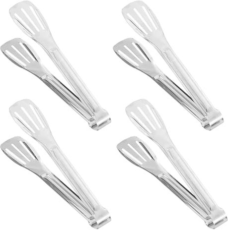 4 Pcs Kitchen Cooking Tongs Stainless Steel Food Serving Tongs 7'' Cooking Tongs Buffet Tongs Frying Tongs for Pasta Salad BBQ Cake Home Party