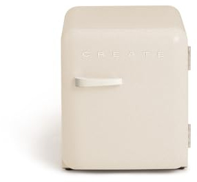 CREATE / RETRO FRIDGE 50 OFF WHITE/Kühlschrank in Cremeweiß, Griff Cremeweiß / 85W, Minibar, eine Regalfläche, Retro-Design, 50cm, zwei Ablagen, 48L Fassungsvermögen, energiesparend, 50x44x49,8cm