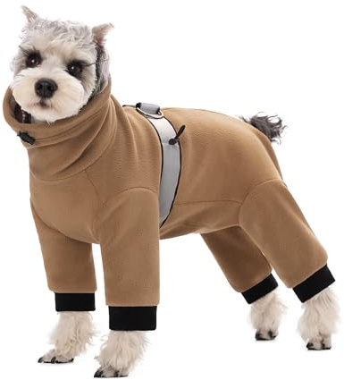 BT Bear Warme Mäntel Jacken für kleine Hunde, Verstellbarer Hund Warmer Fleece-Overall Kleidung Mit D-Ring Hunde-Wintermantel für kleine Hunde, Hellbraun L