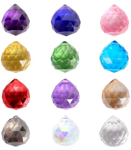 Acchiappasole in cristallo, 12 pezzi, 30 mm, prisma di cristallo, prisma di cristallo, prisma di cristallo per finestra, arcobaleno, decorazione per finestre Feng Shui