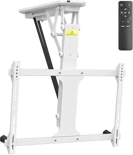 KINGLD TV Mount Stand Wall TV Stand, Electric Ceiling TVs Mount Screens, Large Flip Down Motorized Pitched Roof Mount, Wall TV Stand For Plasma/Curved TV(WHITE)