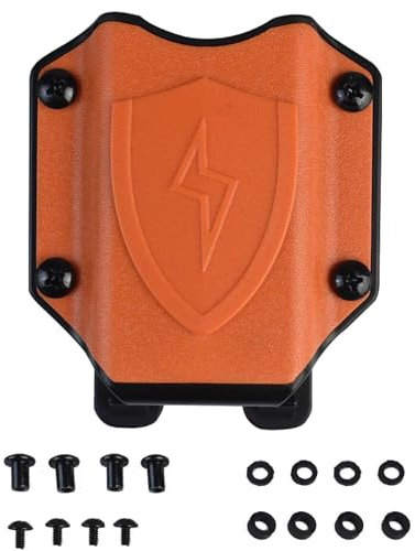 Folding Knife Sheath Multitool Sheath Nylon Knife Holster EDC Pocket Tool Pouch Belt Carry Tools， Utility Case Molle Adjustable Angle (Black)(Orange)
