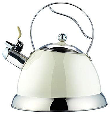 Tetera de Acero Inoxidable con Forma de cúpula silbante para Estufa, Tetera de Gas silbante, Tetera de inducción con diseño de Doble asa para Uso doméstico, Tetera Pulida