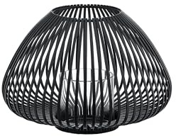 blomus Laterne -LYVA- | Farbe Black | Größe S | Aus pulverbeschichtetem Stahl und klarem Glas; Für stimmungsvolles Kerzenlicht; Ø 25 x H 18,5 cm
