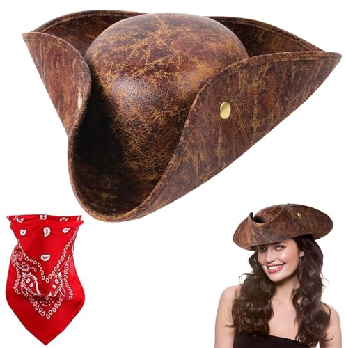 Aomig Piratenhut Set 2Pcs Verbessertes Piraten Kostüm Piratenkopftuch Hut