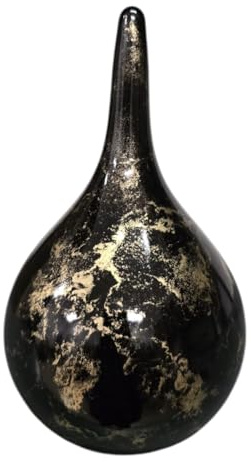 Mini Urne | Elegante Urn aus Glas für geliebte Menschen | Terroso Urne Hund und Katze | 200 ml Erinnerungsstück - Tropfenform – Schwarz/Gold