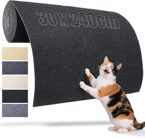 TXXATX Självhäftande klösmatta 240 x 30 cm katt klösbräda klösvägg svart klösmatta klösskydd soffa katt för gör-det-själv klösbrädor katter klösträd vägg möbler