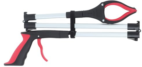 VALICLUD Recogedor de Basura Plegable de Tres Pliegues sin Necesidad de Agacharse Mango Largo Ergonómico de Aleación de Aluminio y Pp para Uso Indoor y Outdoor