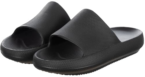 Brandsseller Ciabatte da bagno da uomo Cozy, morbide nuvole, per il tempo libero e il bagno con suola spessa Eva, leggere, impermeabili ed ergonomiche, ideali per giardino, casa e vacanze, Nero , 43