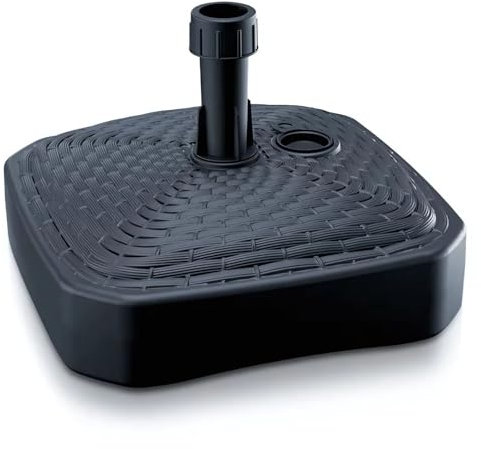 GARDENIX Pied de Parasol carré, Aspect rotin, en Plastique, à remplir avec du Sable, de l'eau, des graviers pour Le Jardin, la Plage, la terrasse